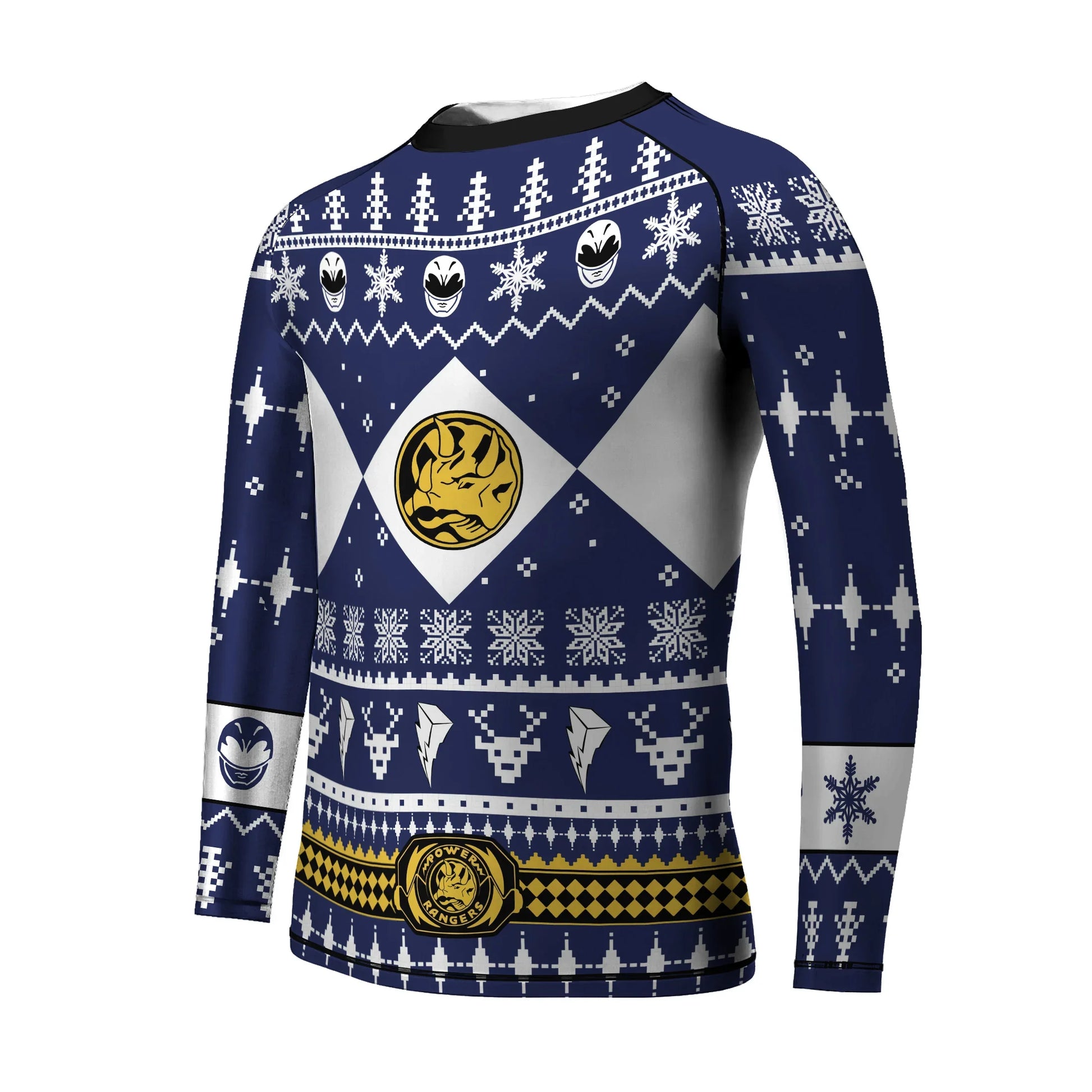 Mighty Morphin Blue Ranger Christmas Kids Rash Guard
