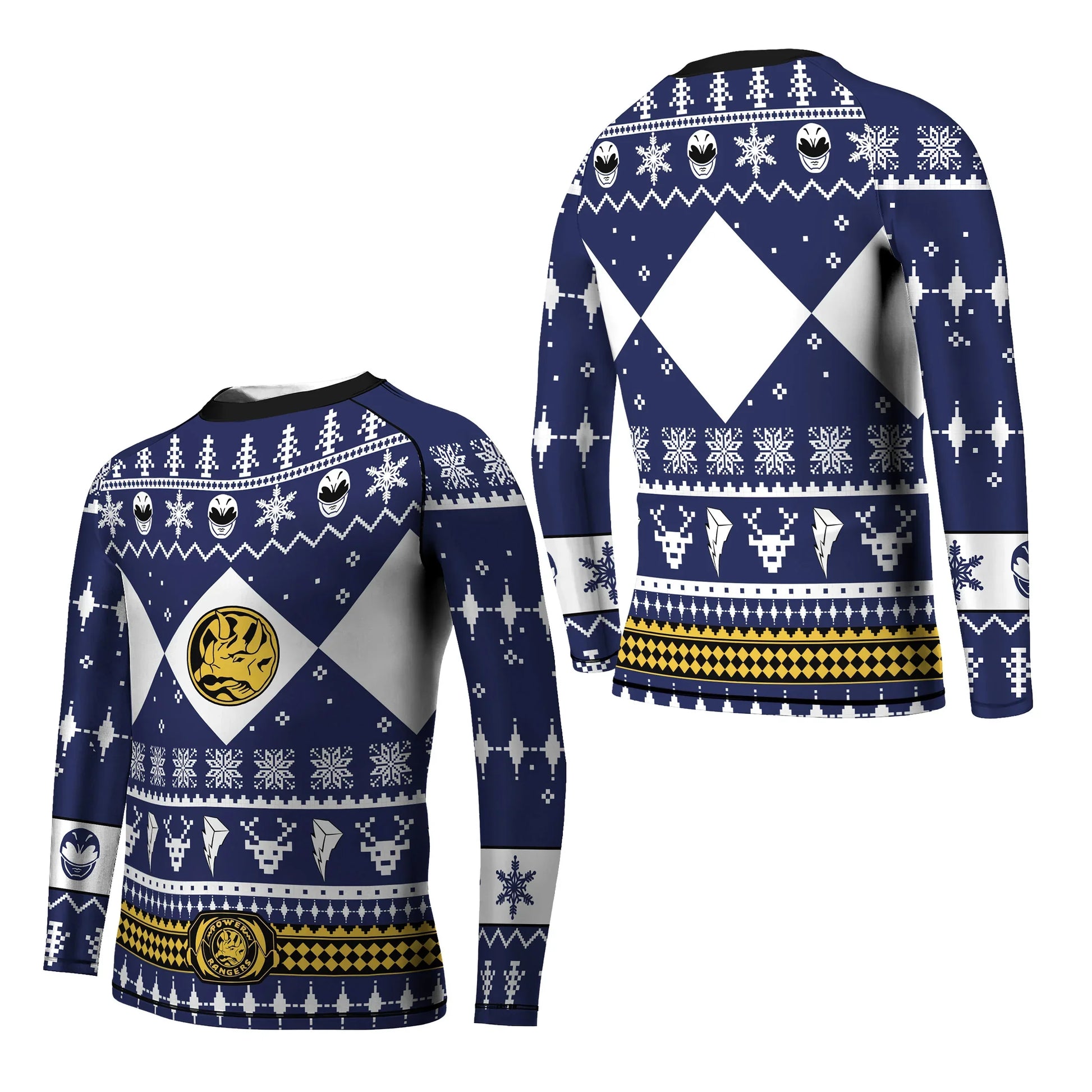 Mighty Morphin Blue Ranger Christmas Kids Rash Guard