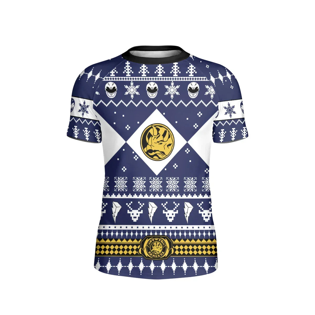 Mighty Morphin Blue Ranger Christmas Kids Rash Guard