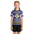 Mighty Morphin Blue Ranger Christmas Kids Rash Guard