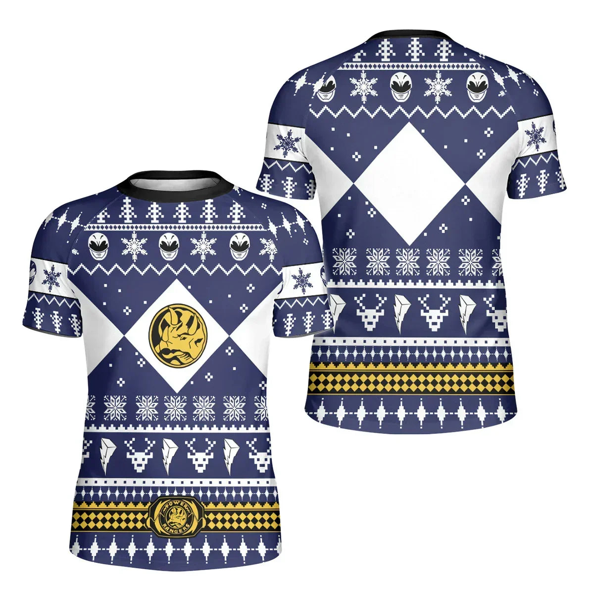 Mighty Morphin Blue Ranger Christmas Kids Rash Guard