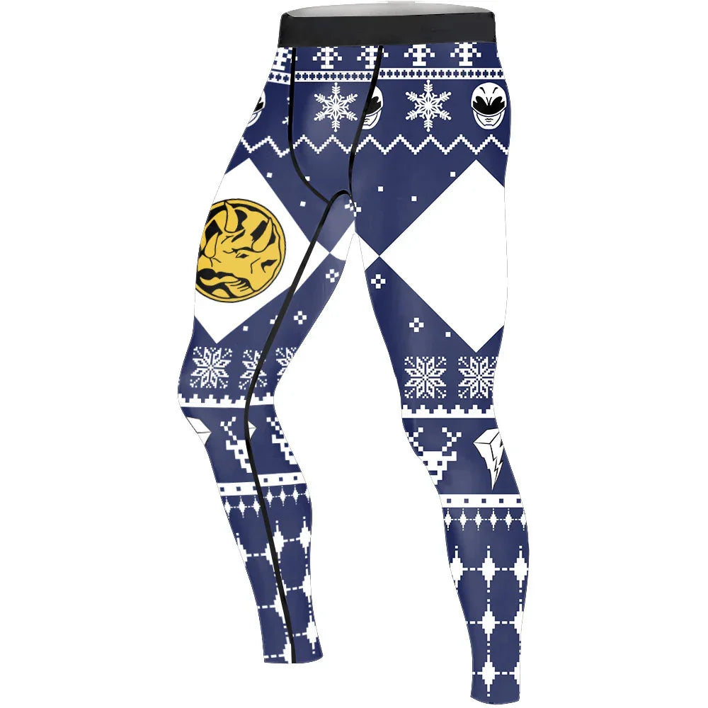 Mighty Morphin Blue Ranger Christmas Men's Compression Leggings