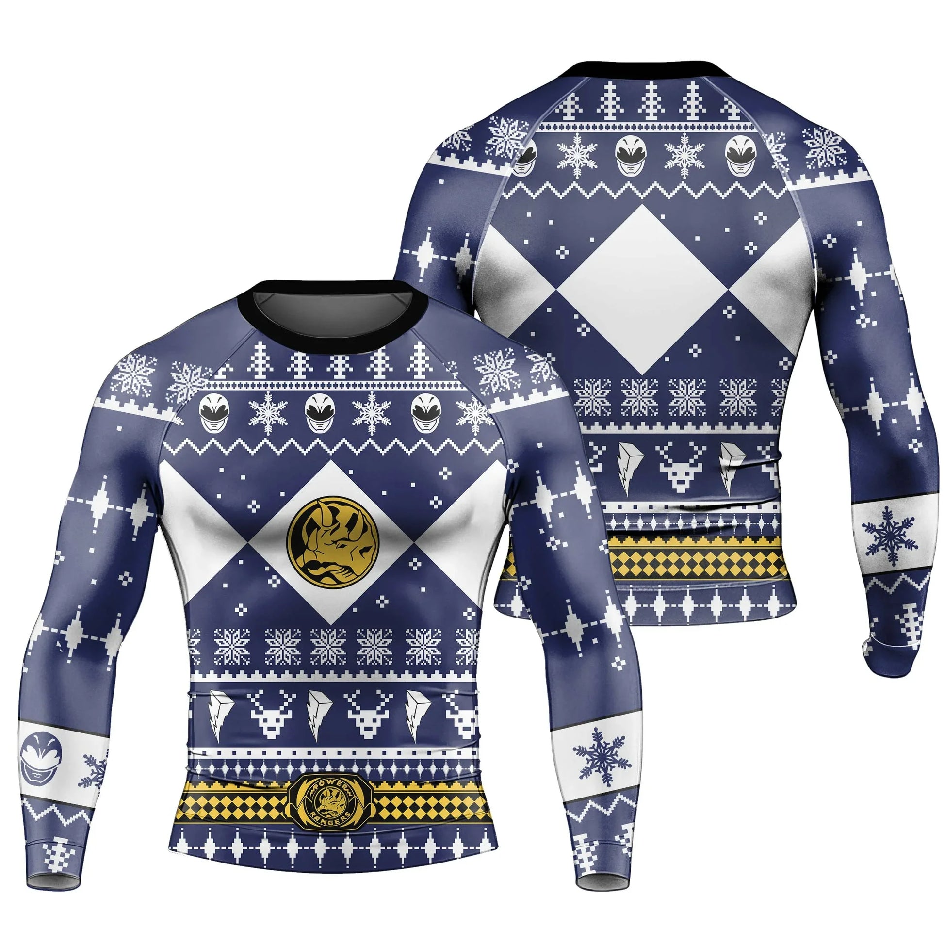 Mighty Morphin Blue Ranger Christmas Rash Guard