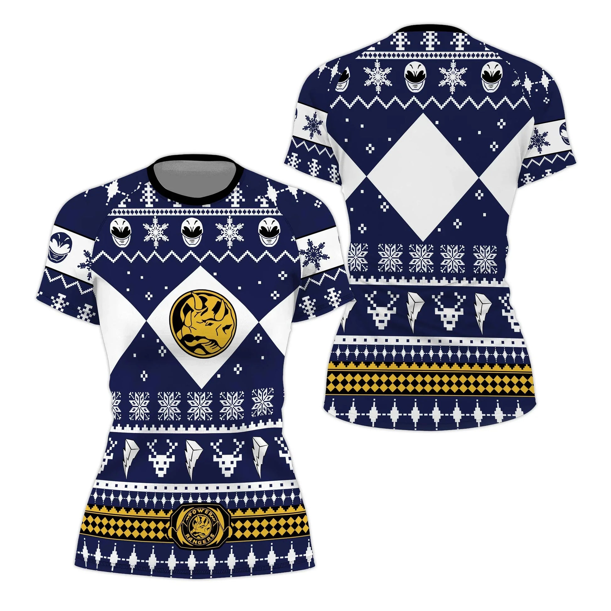 Mighty Morphin Blue Ranger Christmas Rash Guard