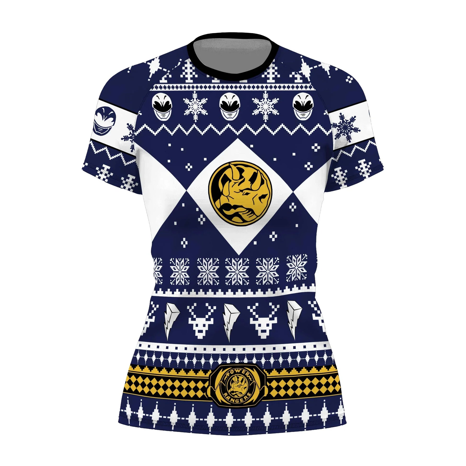 Mighty Morphin Blue Ranger Christmas Rash Guard