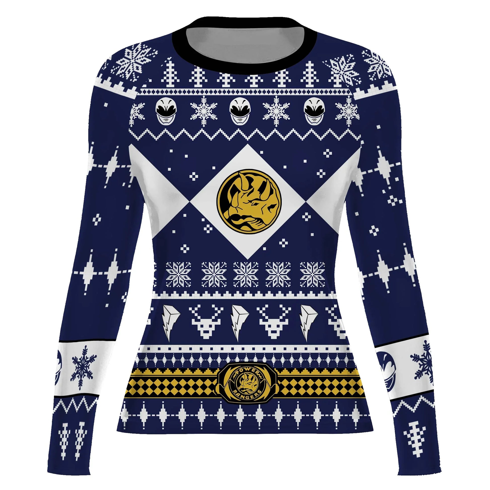 Mighty Morphin Blue Ranger Christmas Rash Guard