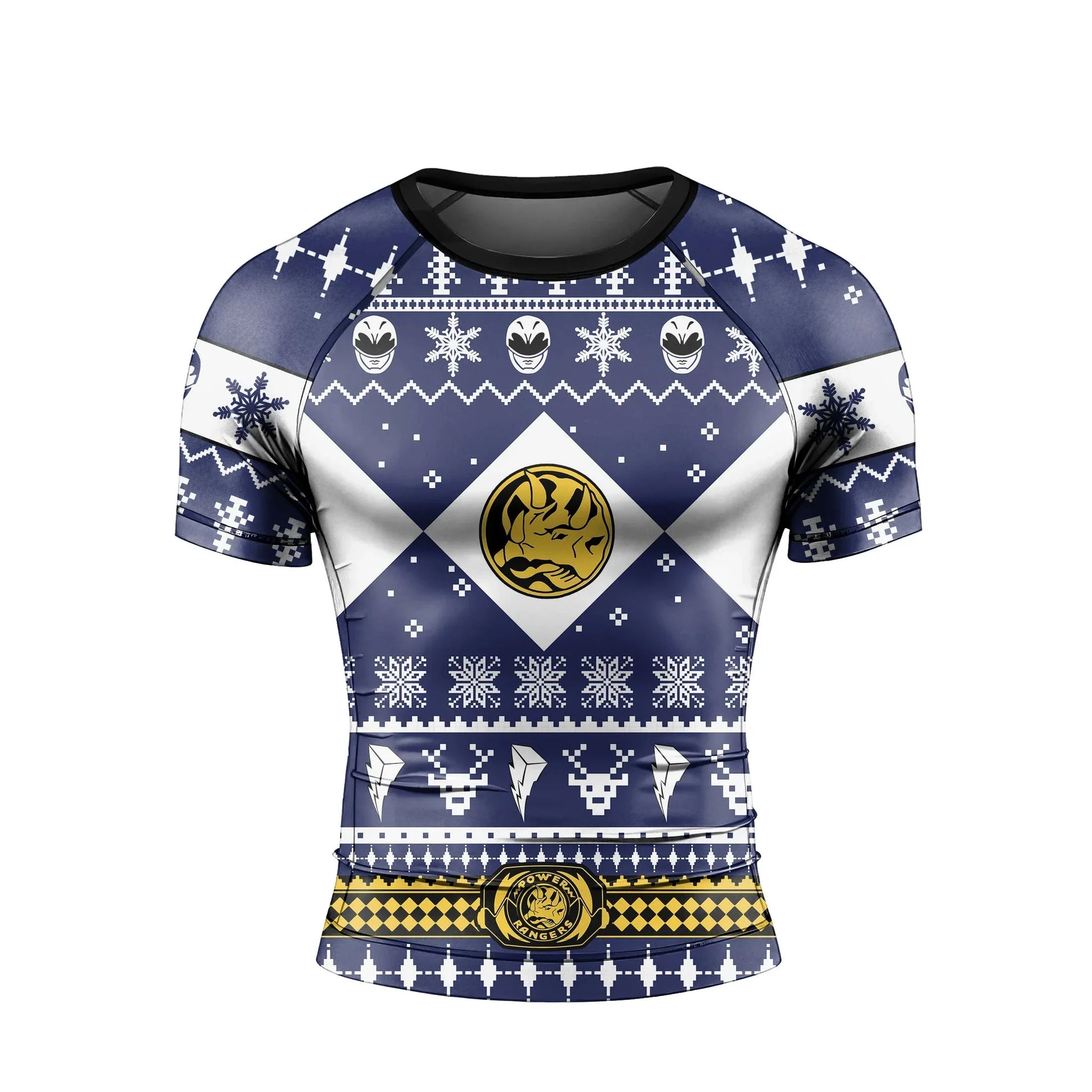 Mighty Morphin Blue Ranger Christmas Rash Guard
