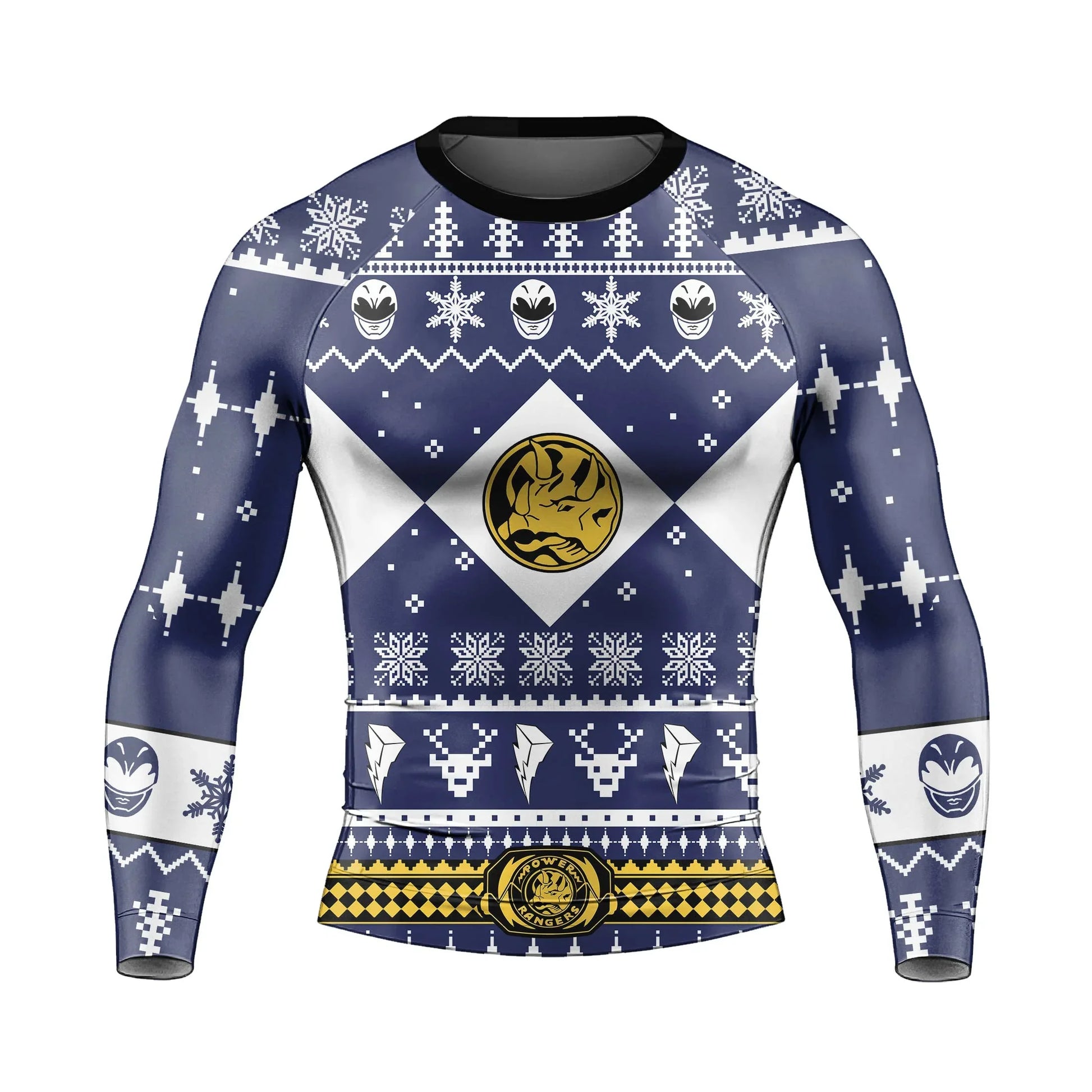 Mighty Morphin Blue Ranger Christmas Rash Guard