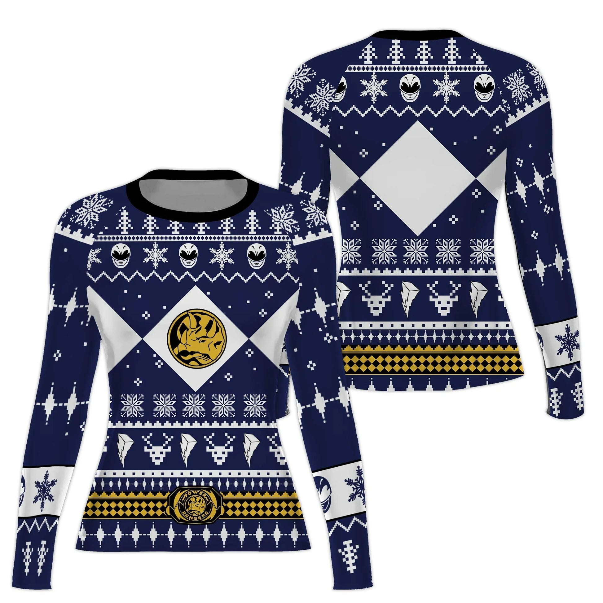 Mighty Morphin Blue Ranger Christmas Rash Guard