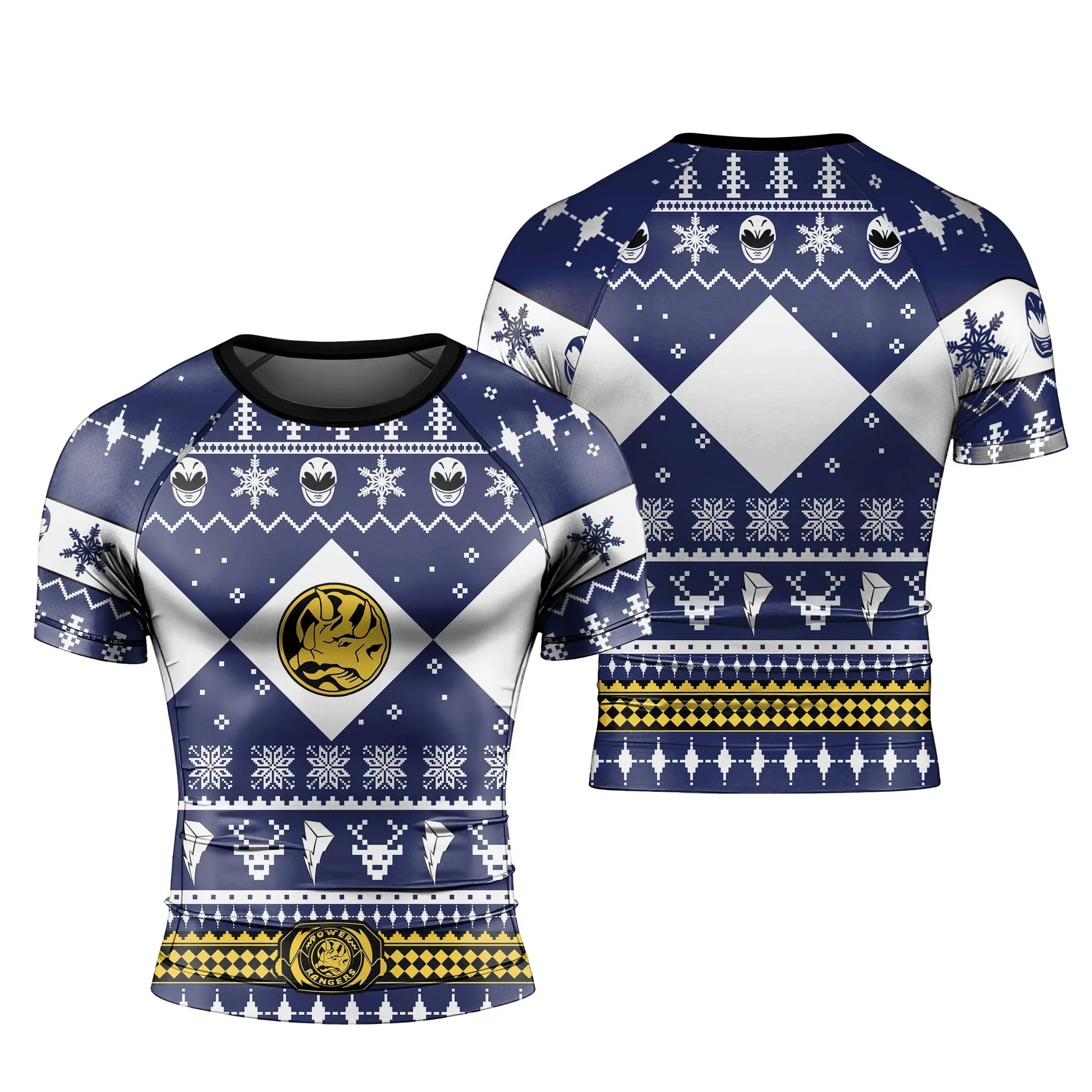 Mighty Morphin Blue Ranger Christmas Rash Guard