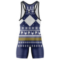 Mighty Morphin Blue Ranger Christmas Wrestling Singlet