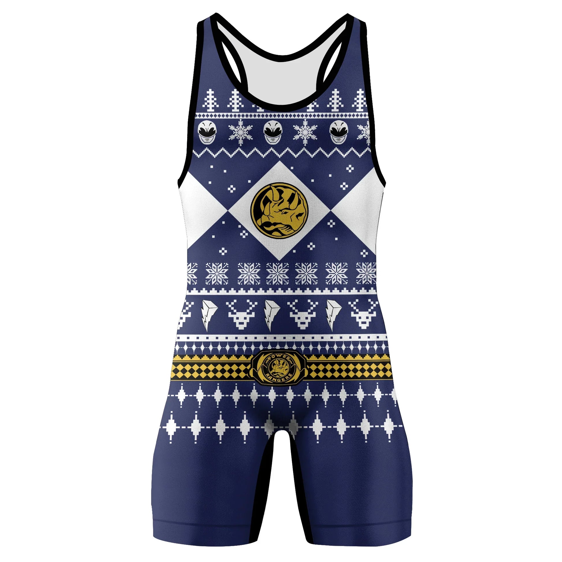Mighty Morphin Blue Ranger Christmas Wrestling Singlet