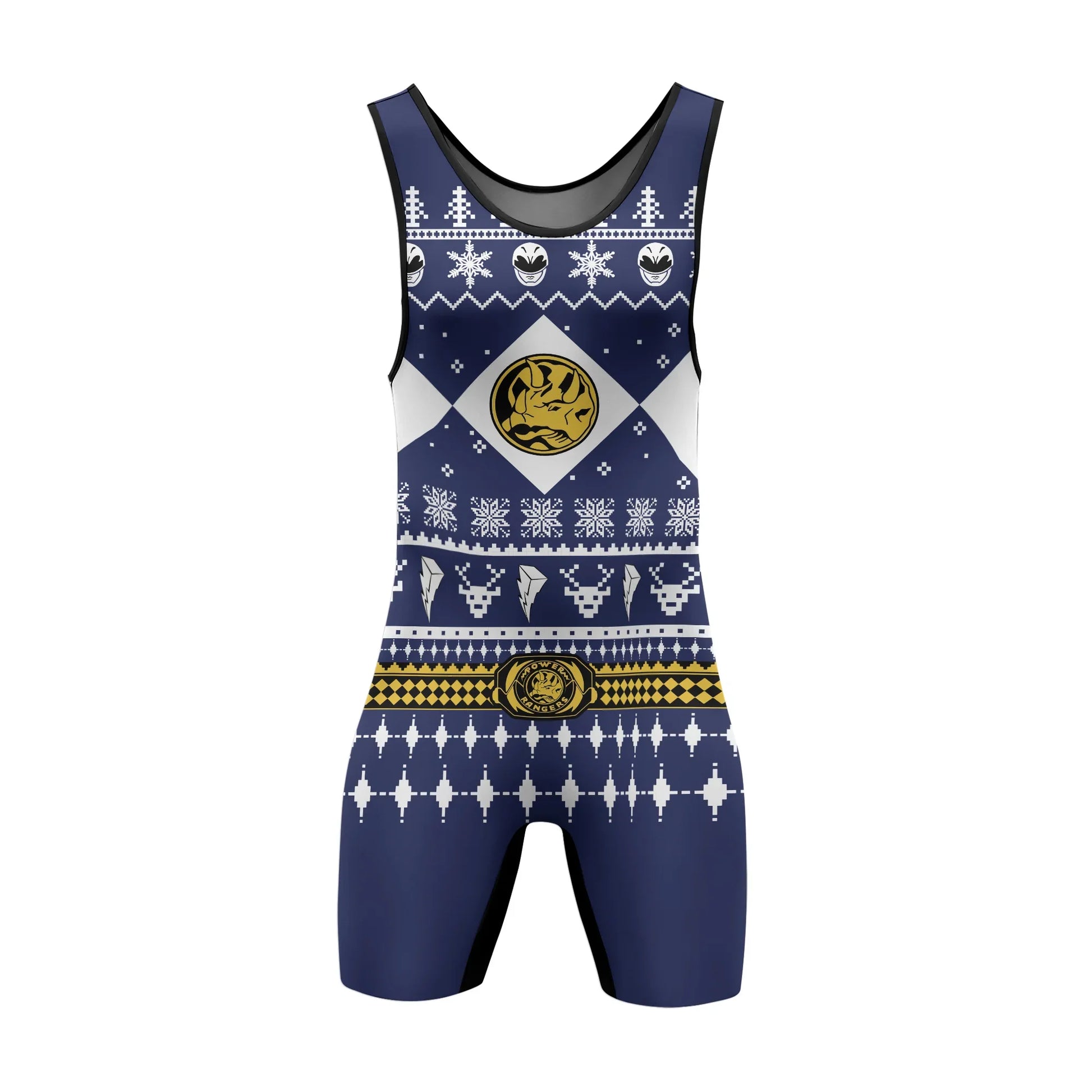 Mighty Morphin Blue Ranger Christmas Wrestling Singlet