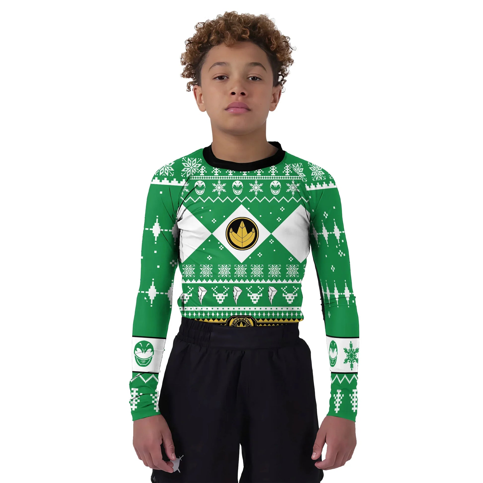 Mighty Morphin Green Ranger Christmas Kids Rash Guard