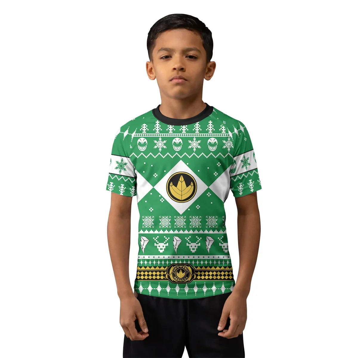 Mighty Morphin Green Ranger Christmas Kids Rash Guard