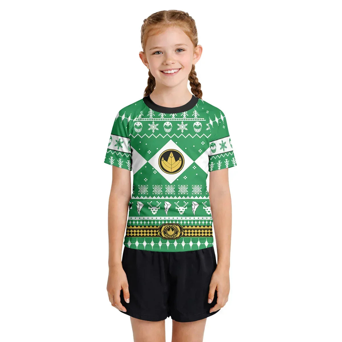 Mighty Morphin Green Ranger Christmas Kids Rash Guard