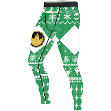 Mighty Morphin Green Ranger Christmas Men's Compression Leggings