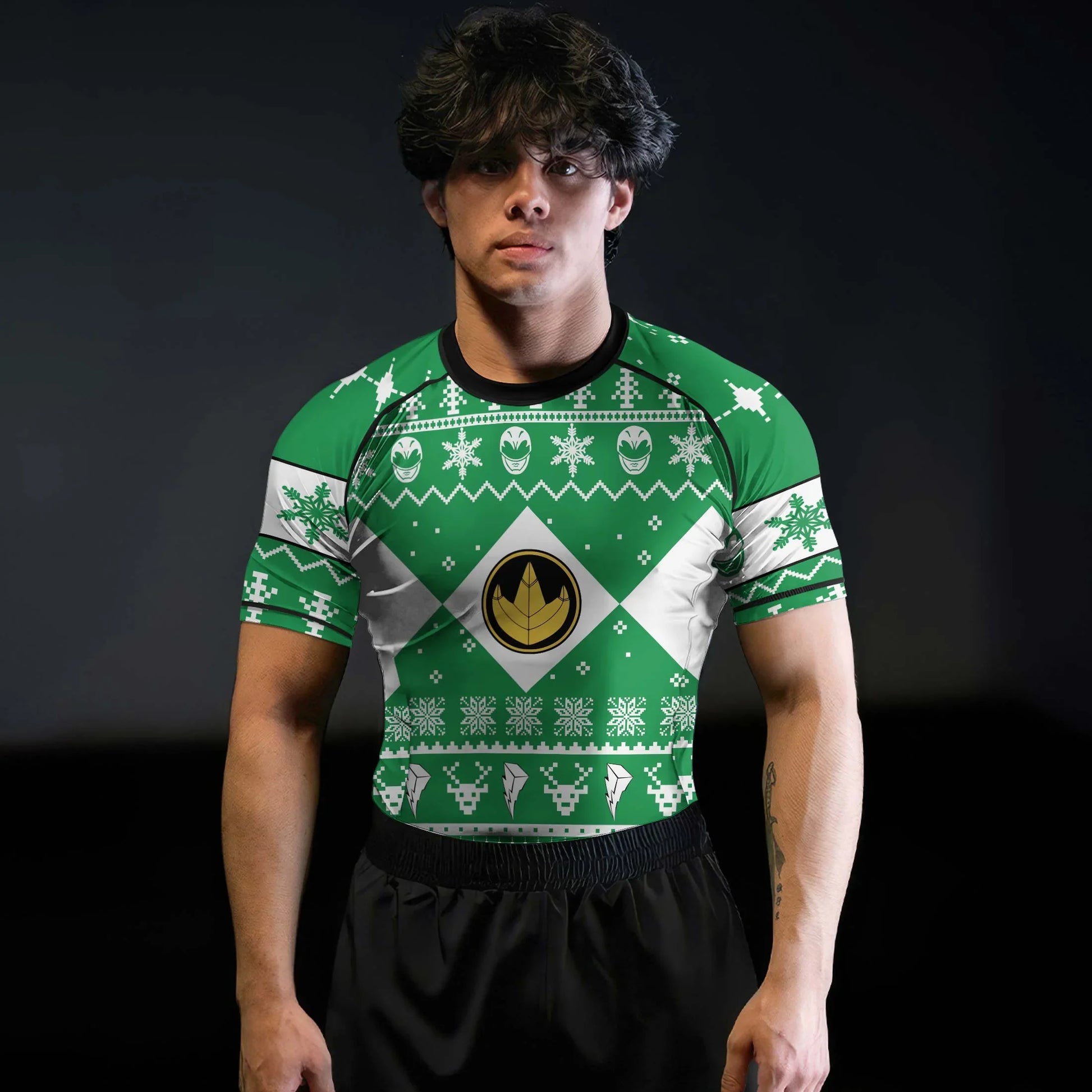 Mighty Morphin Green Ranger Christmas Rash Guard
