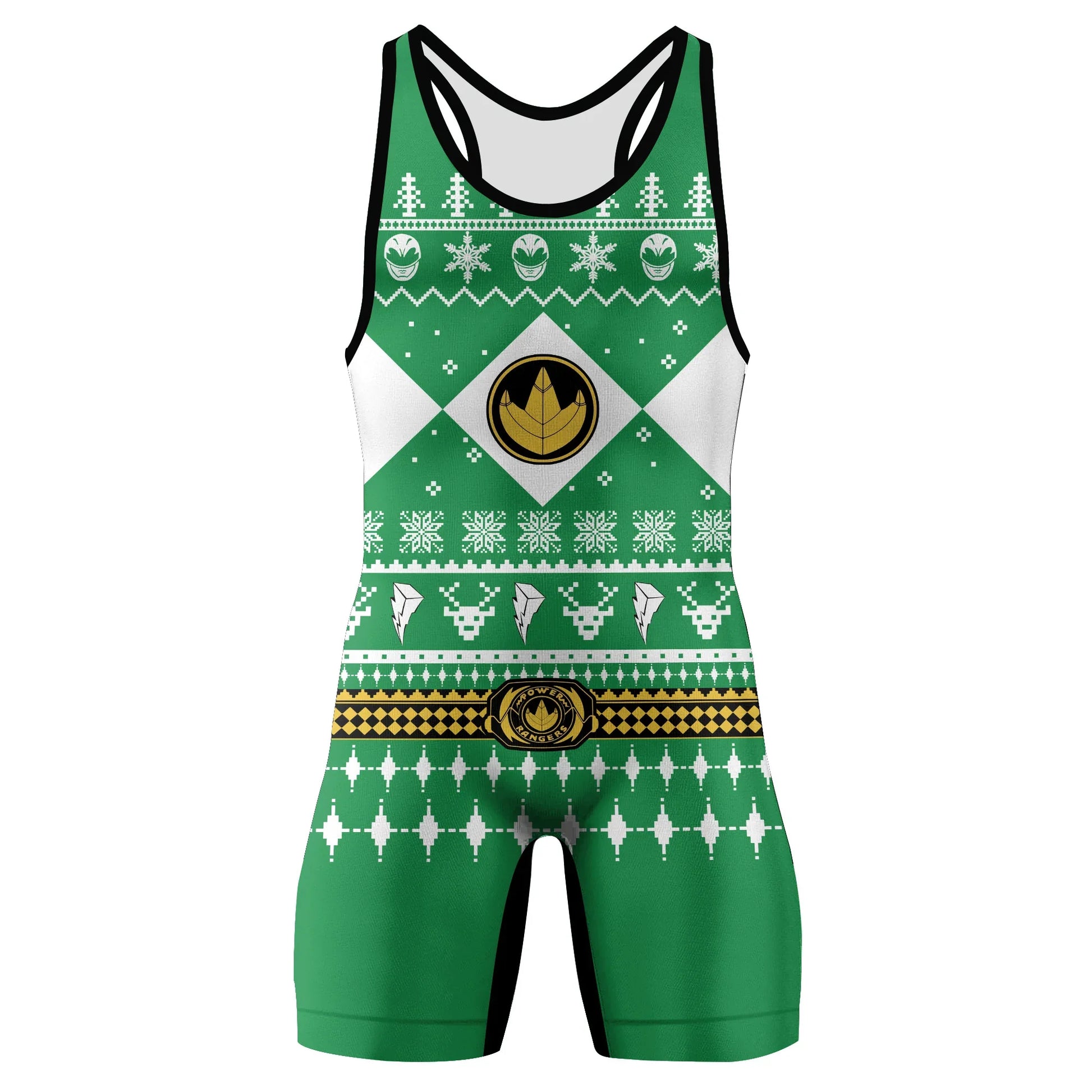 Mighty Morphin Green Ranger Christmas Wrestling Singlet