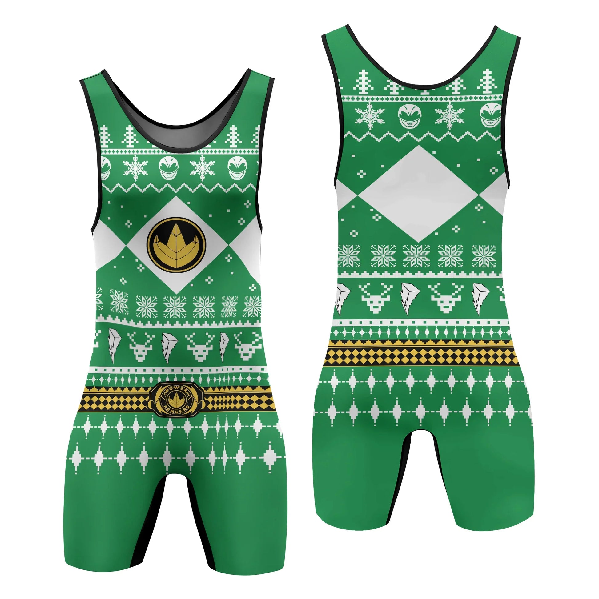 Mighty Morphin Green Ranger Christmas Wrestling Singlet