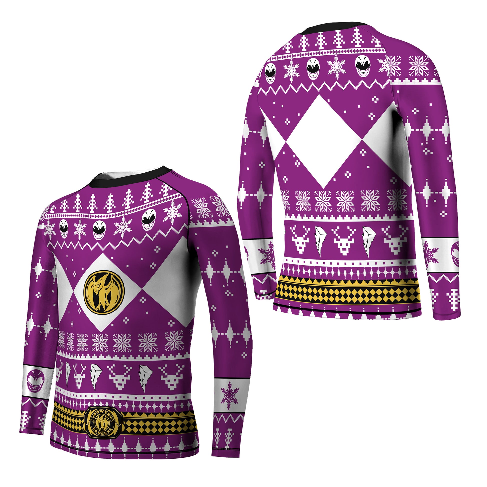 Mighty Morphin Pink Ranger Christmas Kids Rash Guard