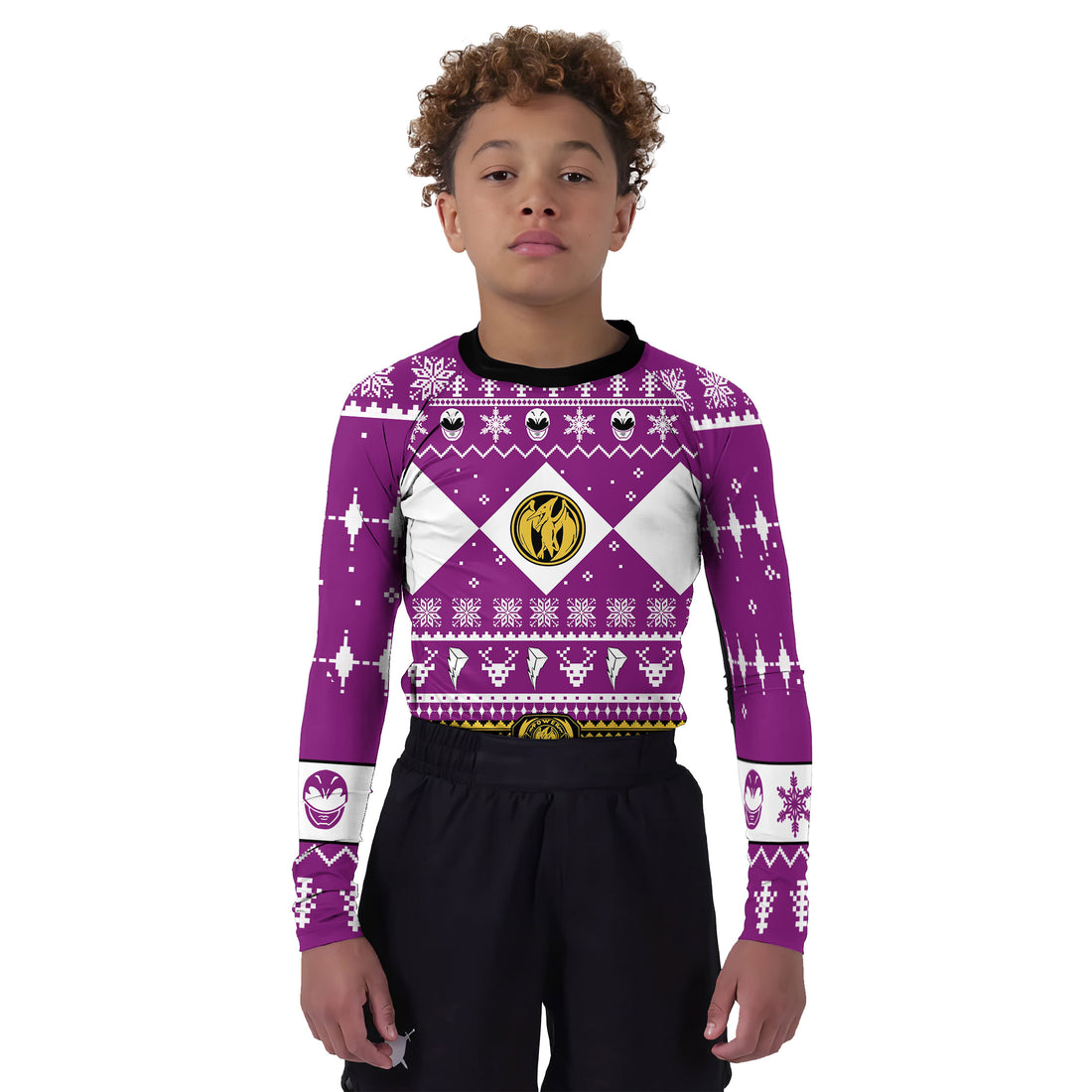 Mighty Morphin Pink Ranger Christmas Kids Rash Guard