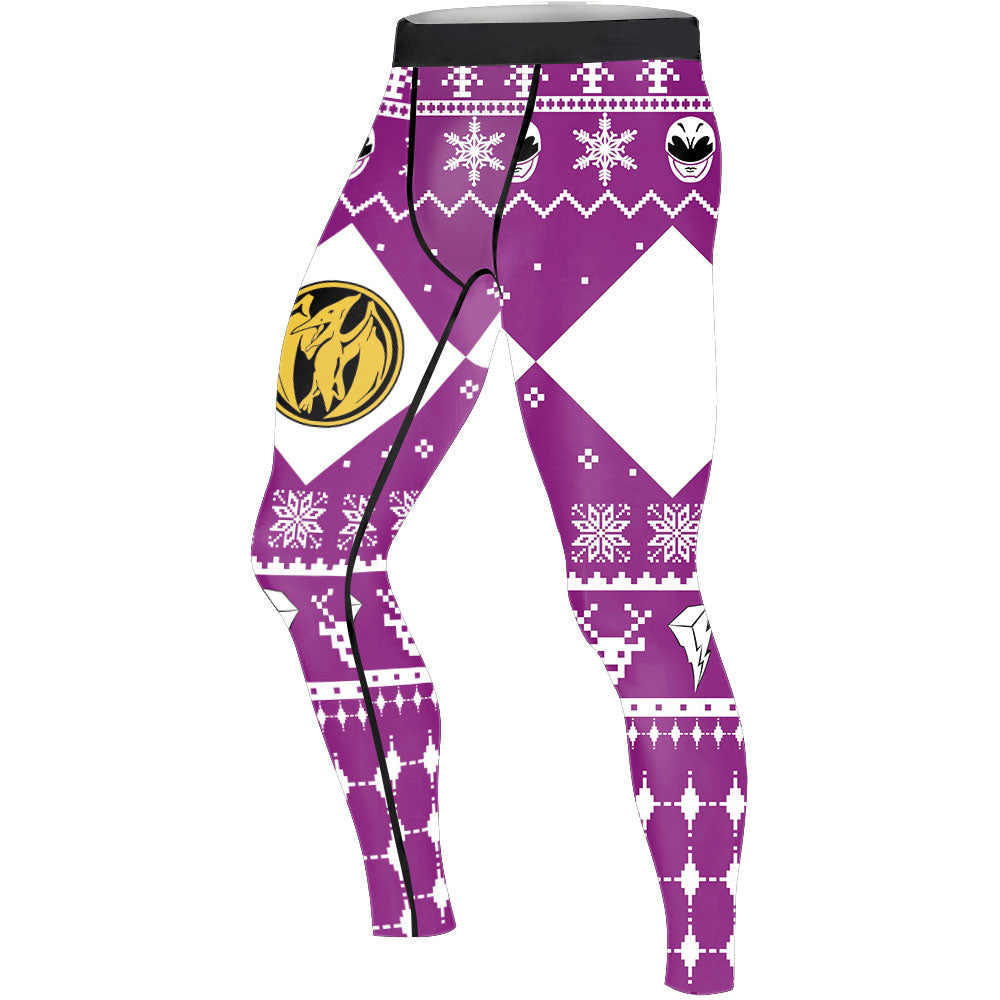 Mighty Morphin Pink Ranger Christmas Men's Compression Leggings