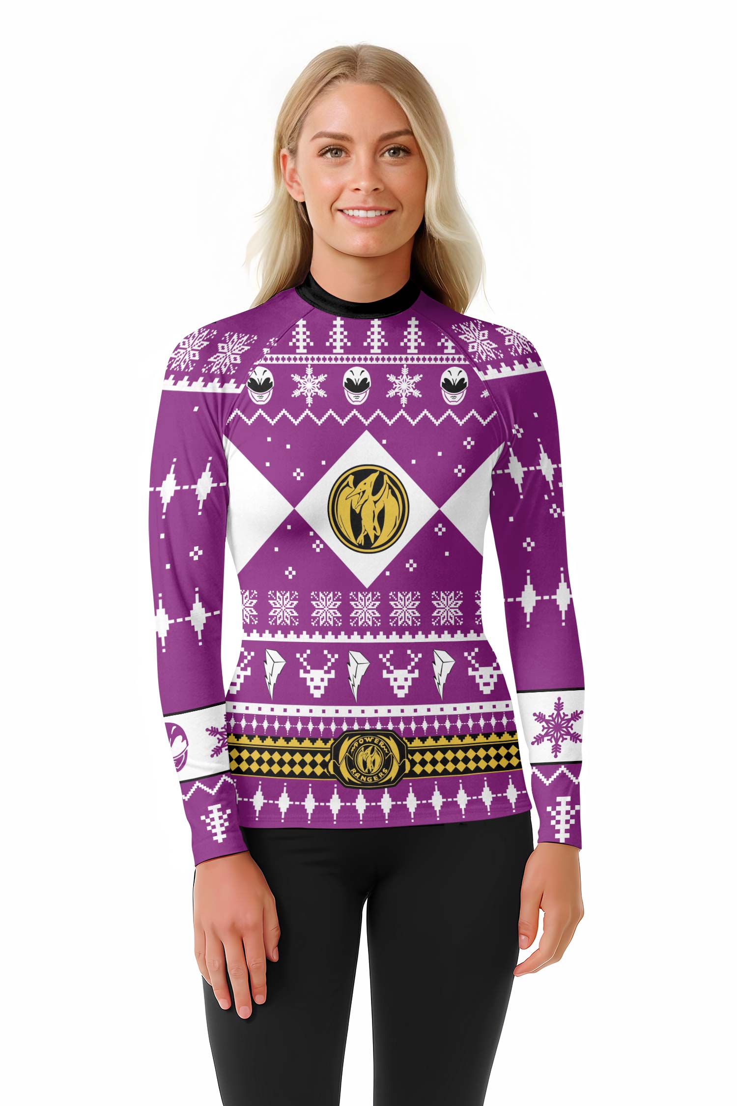 Mighty Morphin Pink Ranger Christmas Rash Guard