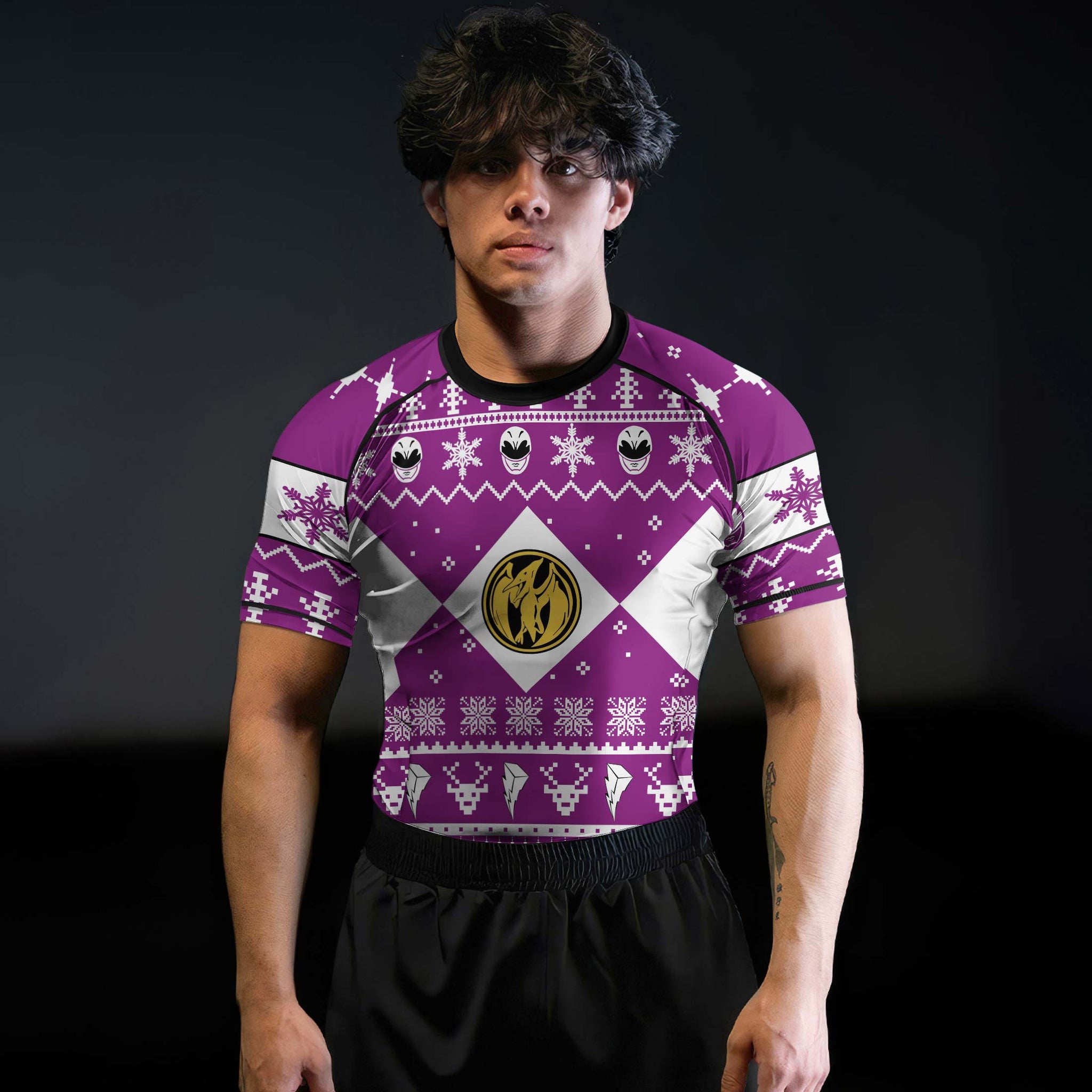 Mighty Morphin Pink Ranger Christmas Rash Guard