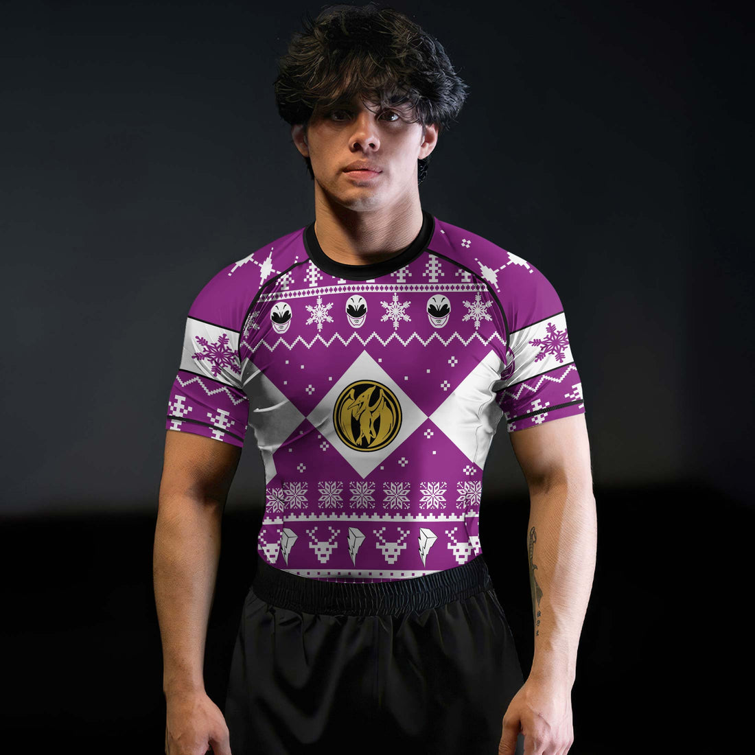Mighty Morphin Pink Ranger Christmas Rash Guard