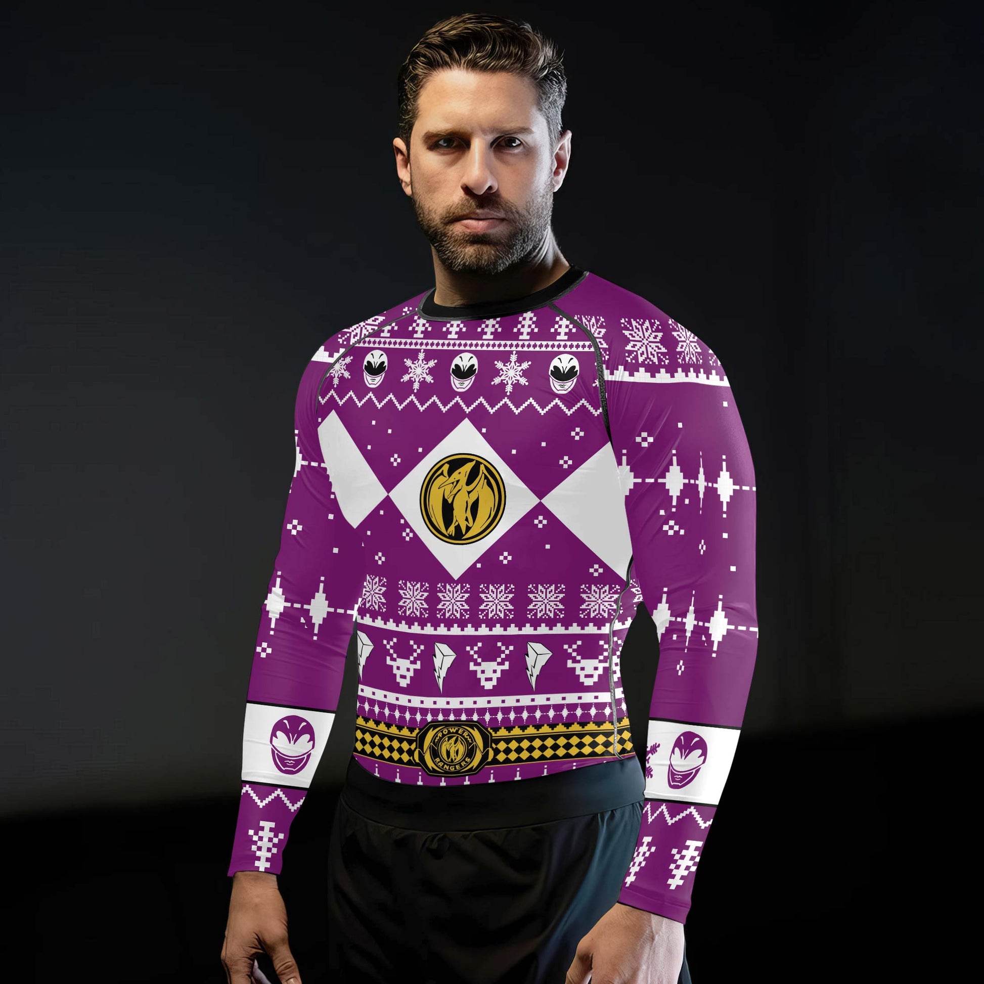 Mighty Morphin Pink Ranger Christmas Rash Guard