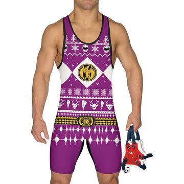 Mighty Morphin Pink Ranger Christmas Wrestling Singlet