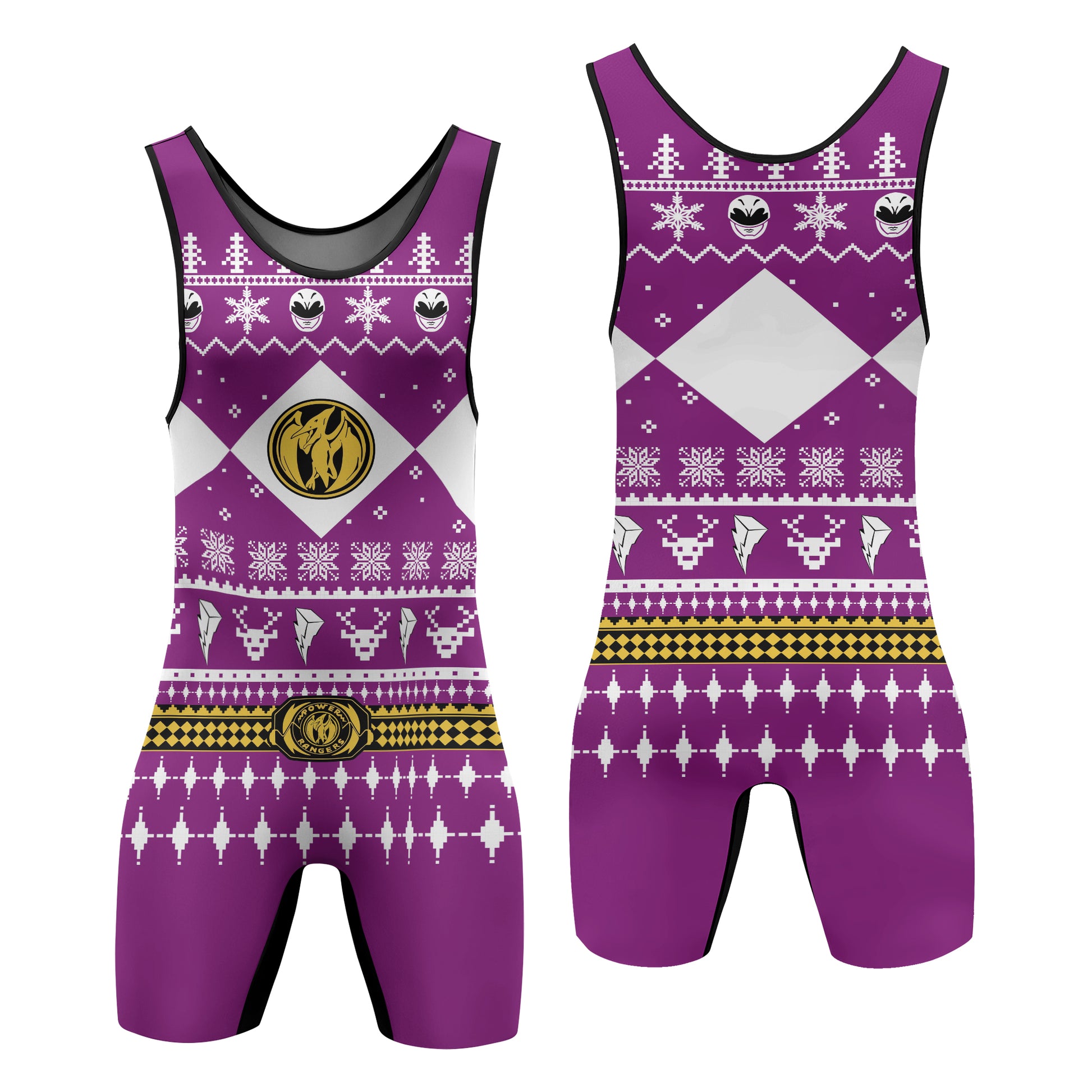 Mighty Morphin Pink Ranger Christmas Wrestling Singlet