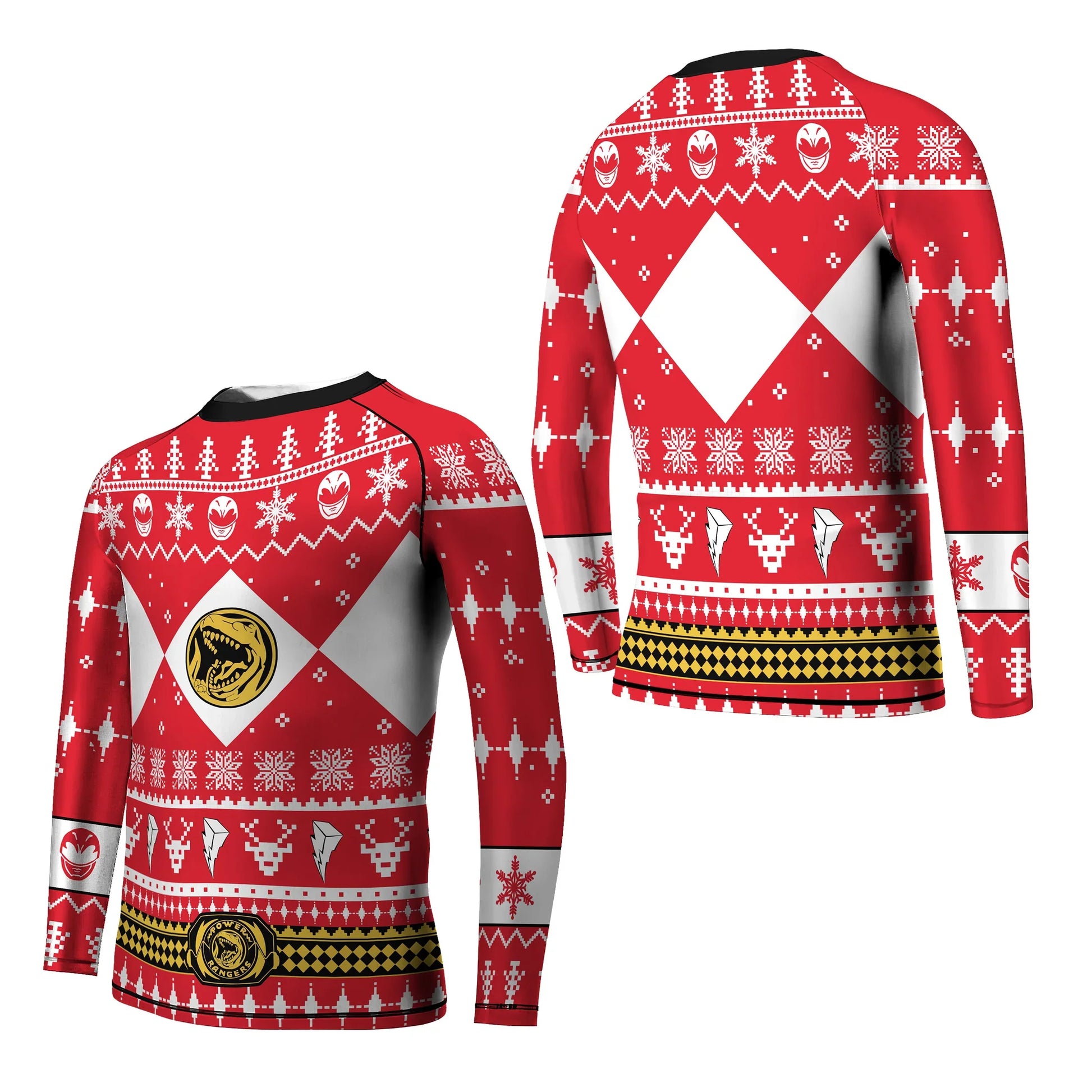 Mighty Morphin Red Ranger Christmas Kids Rash Guard