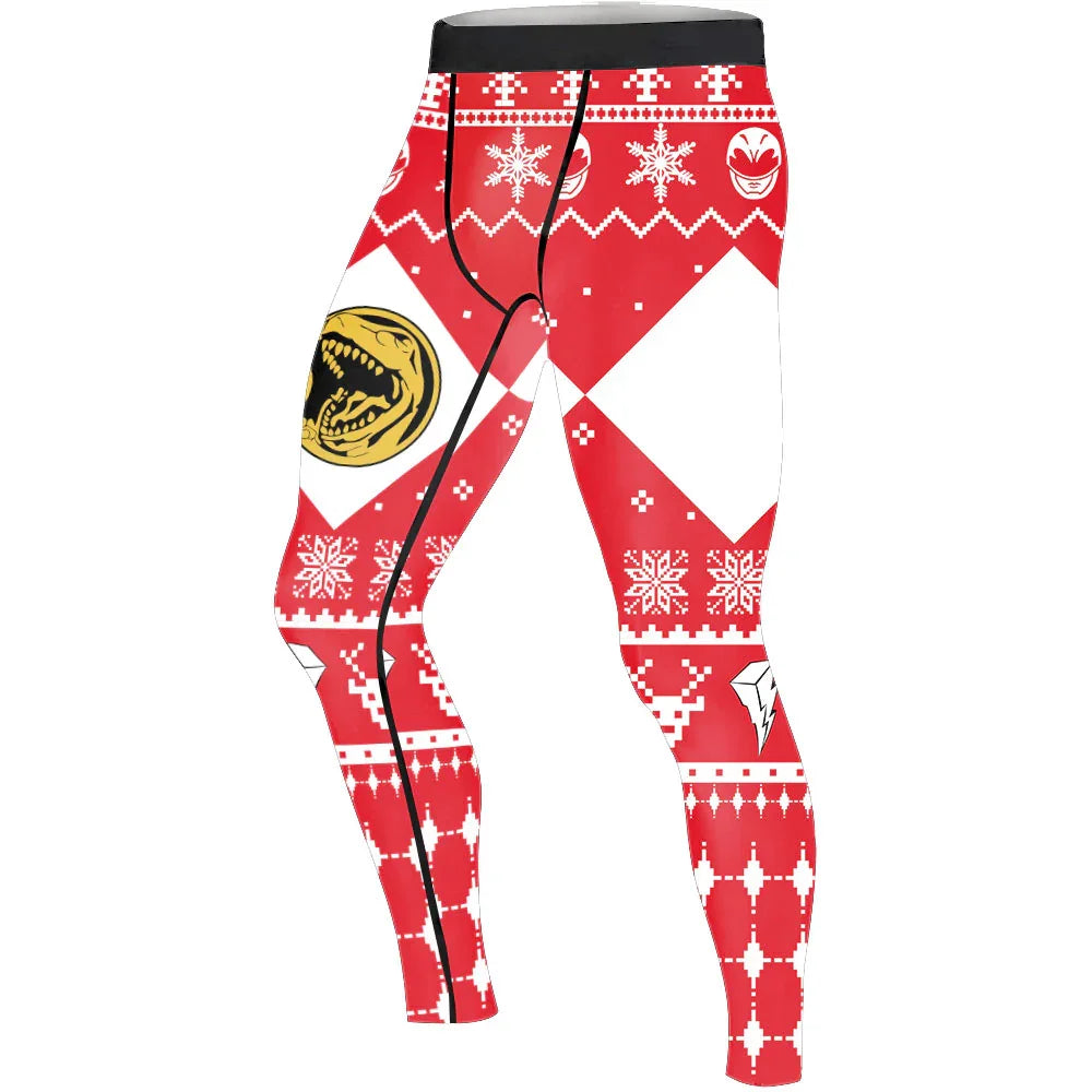 Mighty Morphin Red Ranger Christmas Men's Compression Leggings