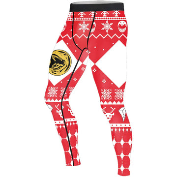 Mighty Morphin Red Ranger Christmas Men's Compression Leggings