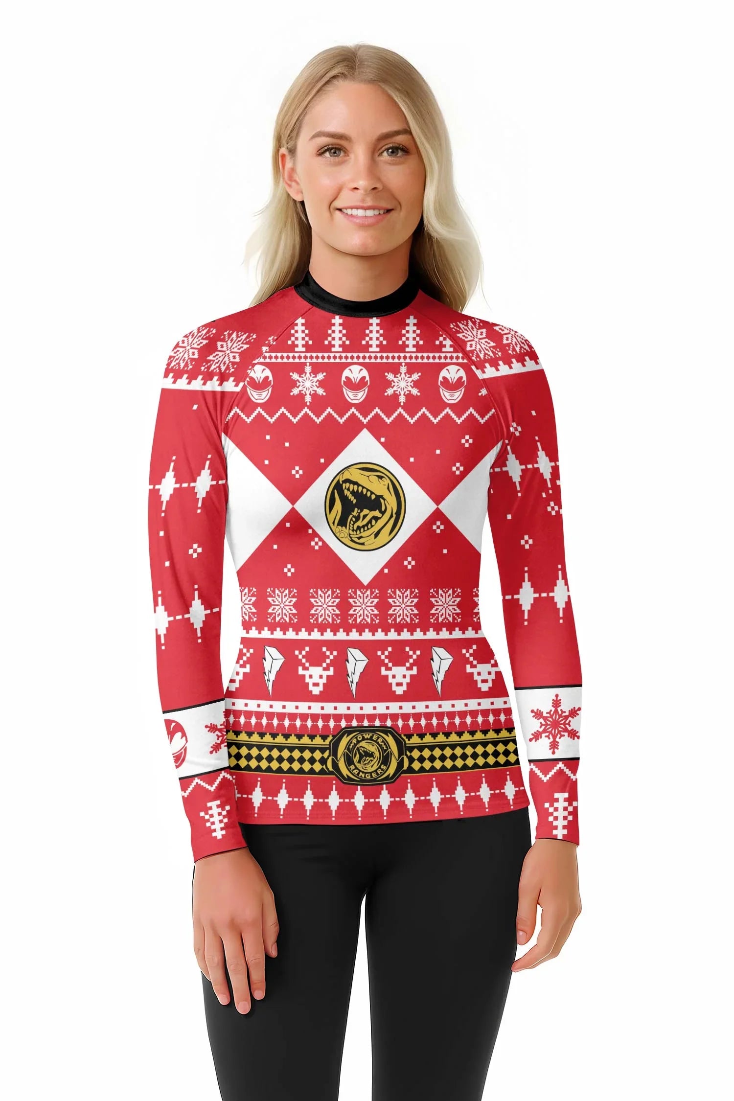 Mighty Morphin Red Ranger Christmas Rash Guard