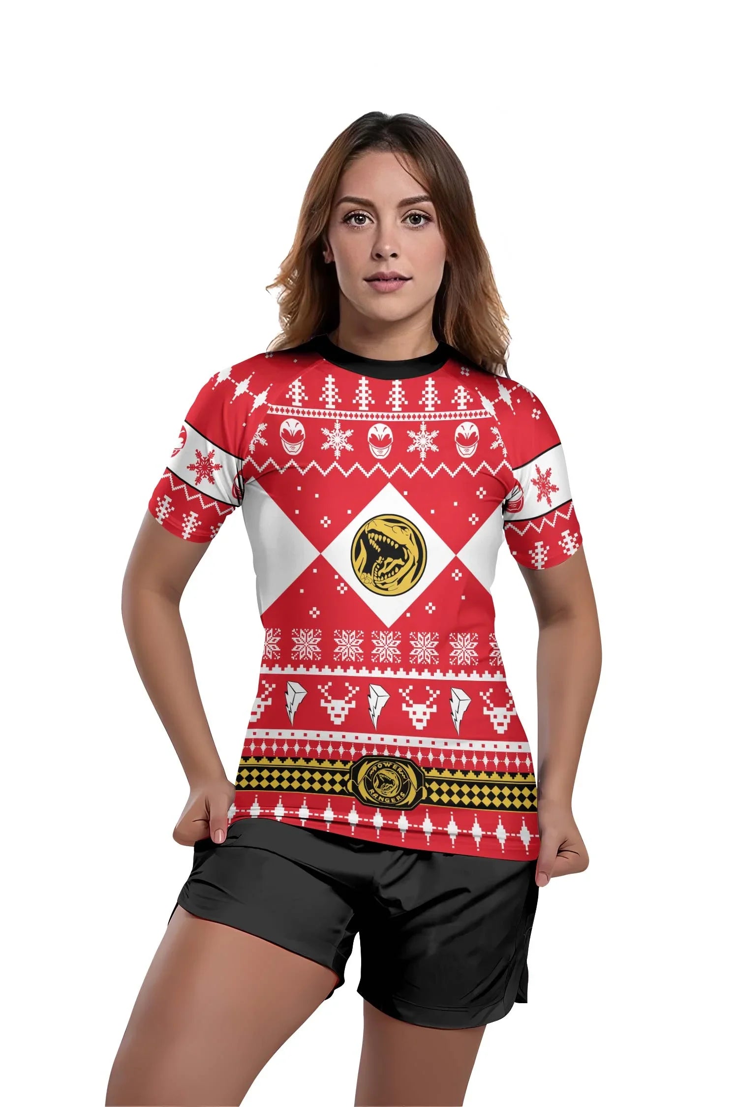 Mighty Morphin Red Ranger Christmas Rash Guard
