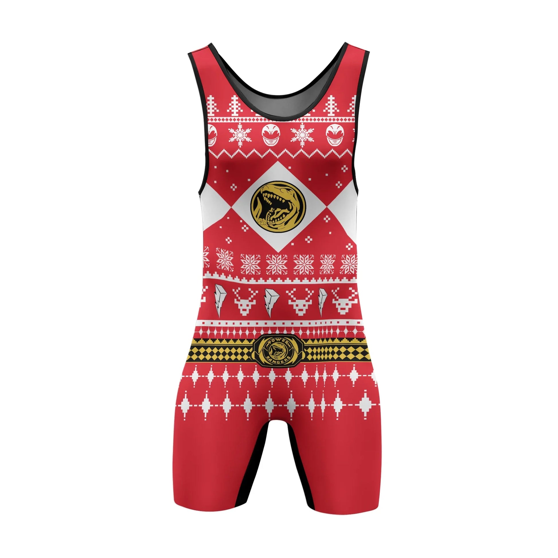 Mighty Morphin Red Ranger Christmas Wrestling Singlet