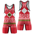 Mighty Morphin Red Ranger Christmas Wrestling Singlet