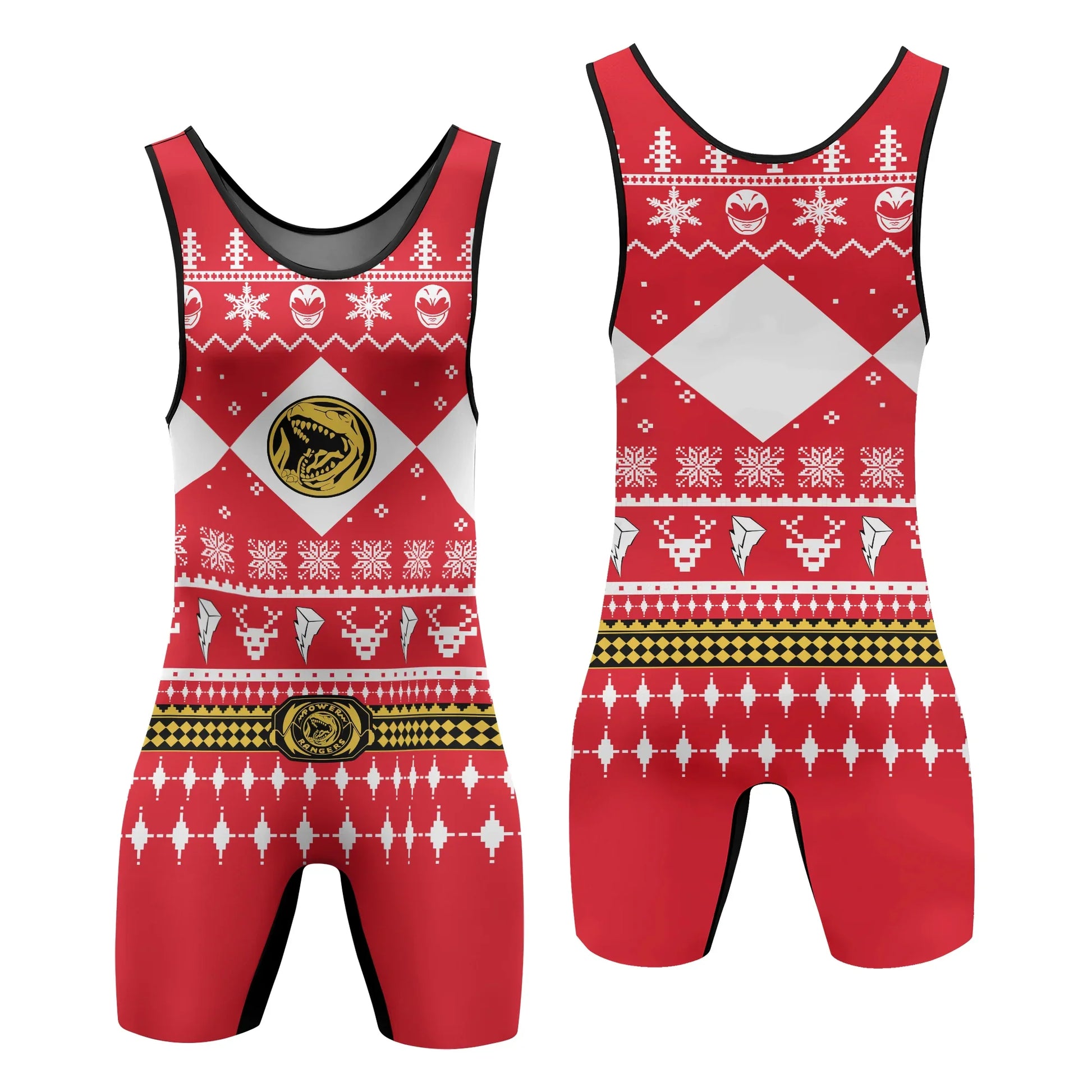 Mighty Morphin Red Ranger Christmas Wrestling Singlet