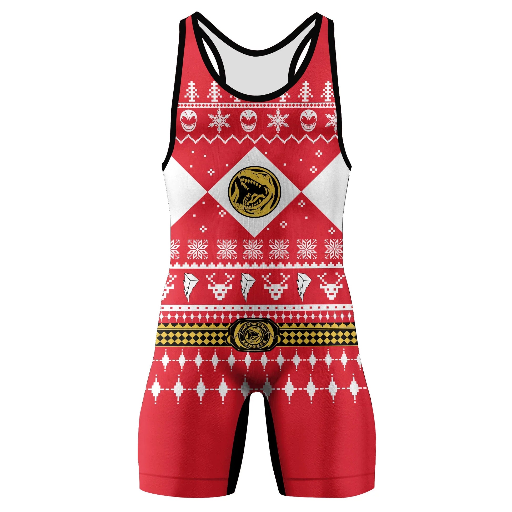 Mighty Morphin Red Ranger Christmas Wrestling Singlet