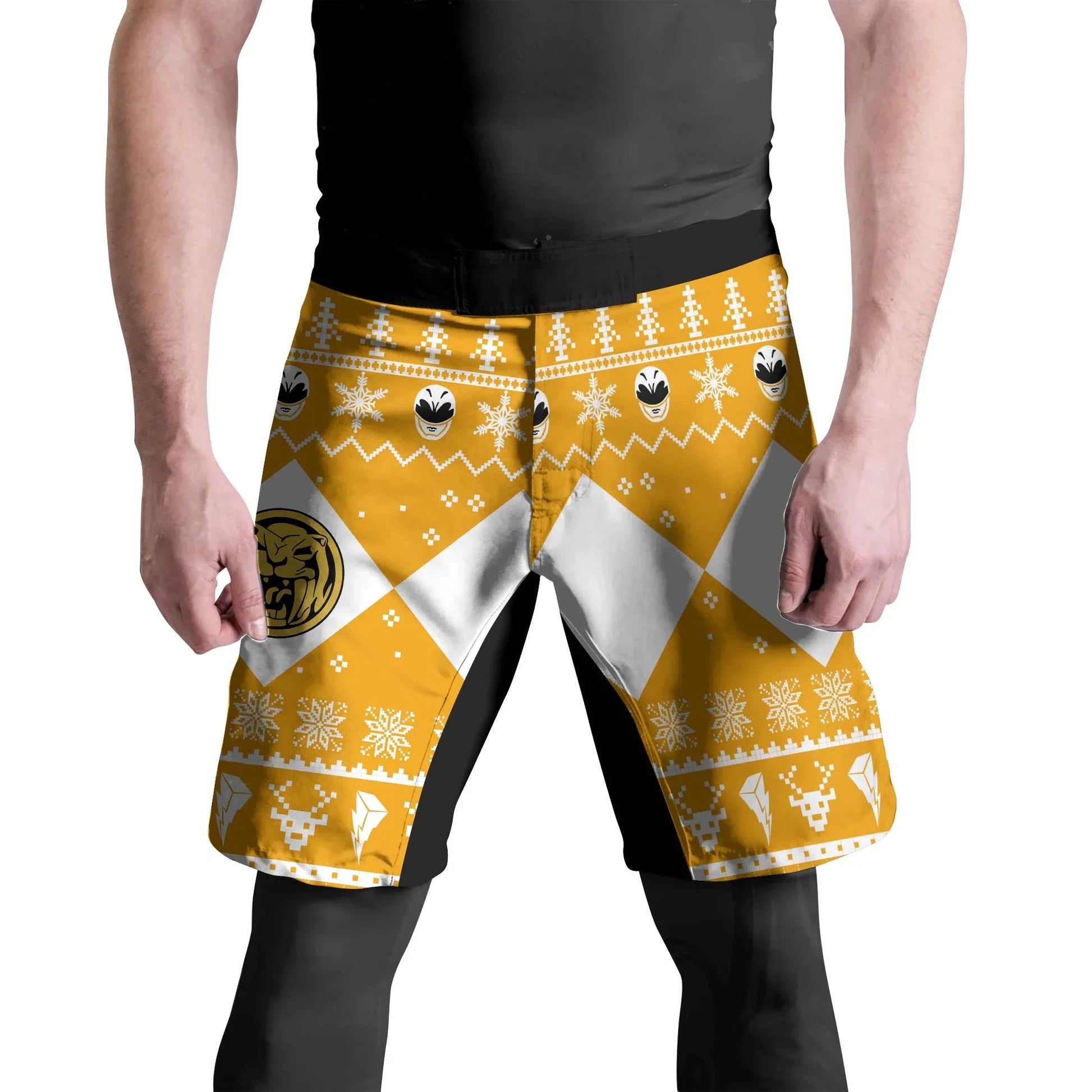 Mighty Morphin Yellow Ranger Christmas Fight Shorts