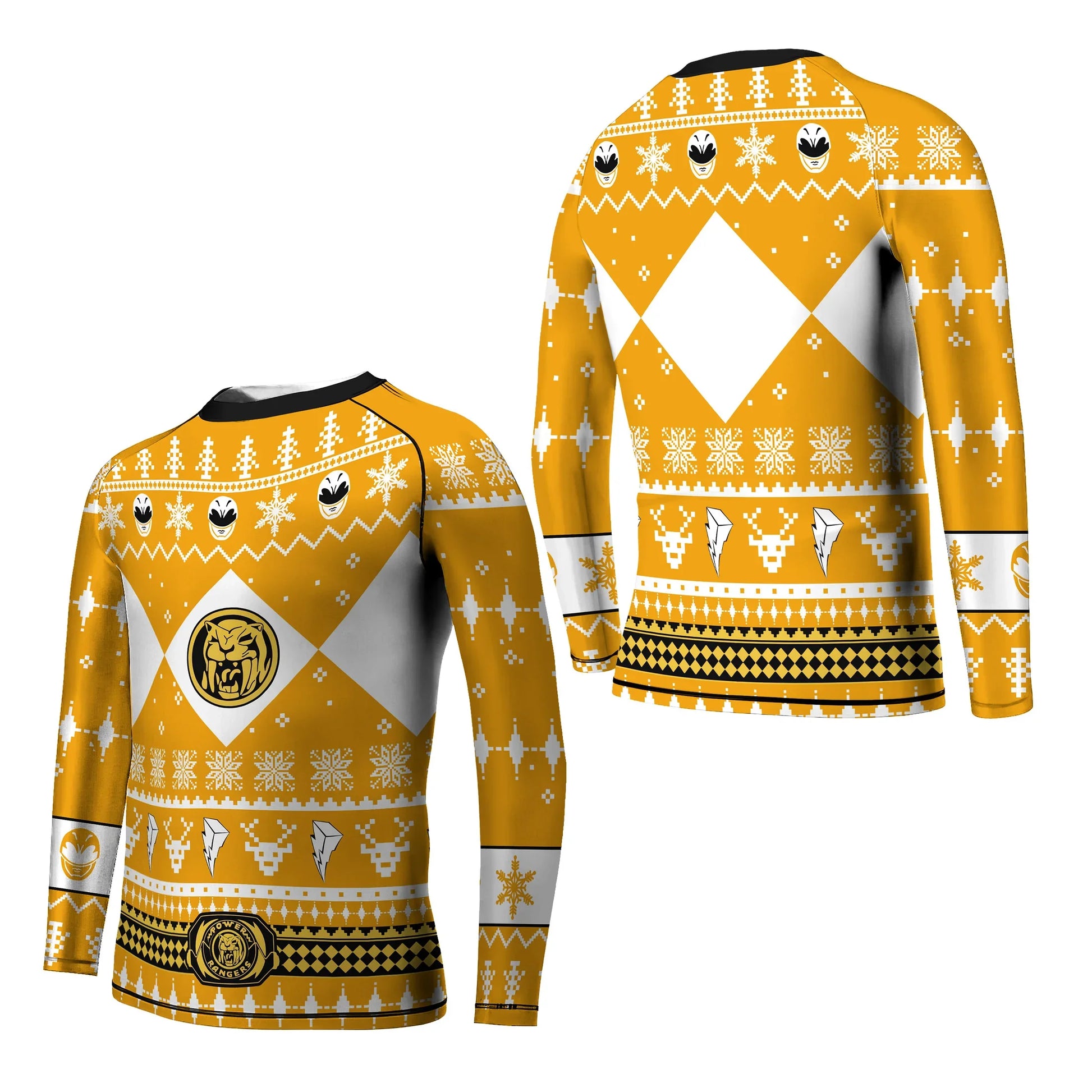 Mighty Morphin Yellow Ranger Christmas Kids Rash Guard