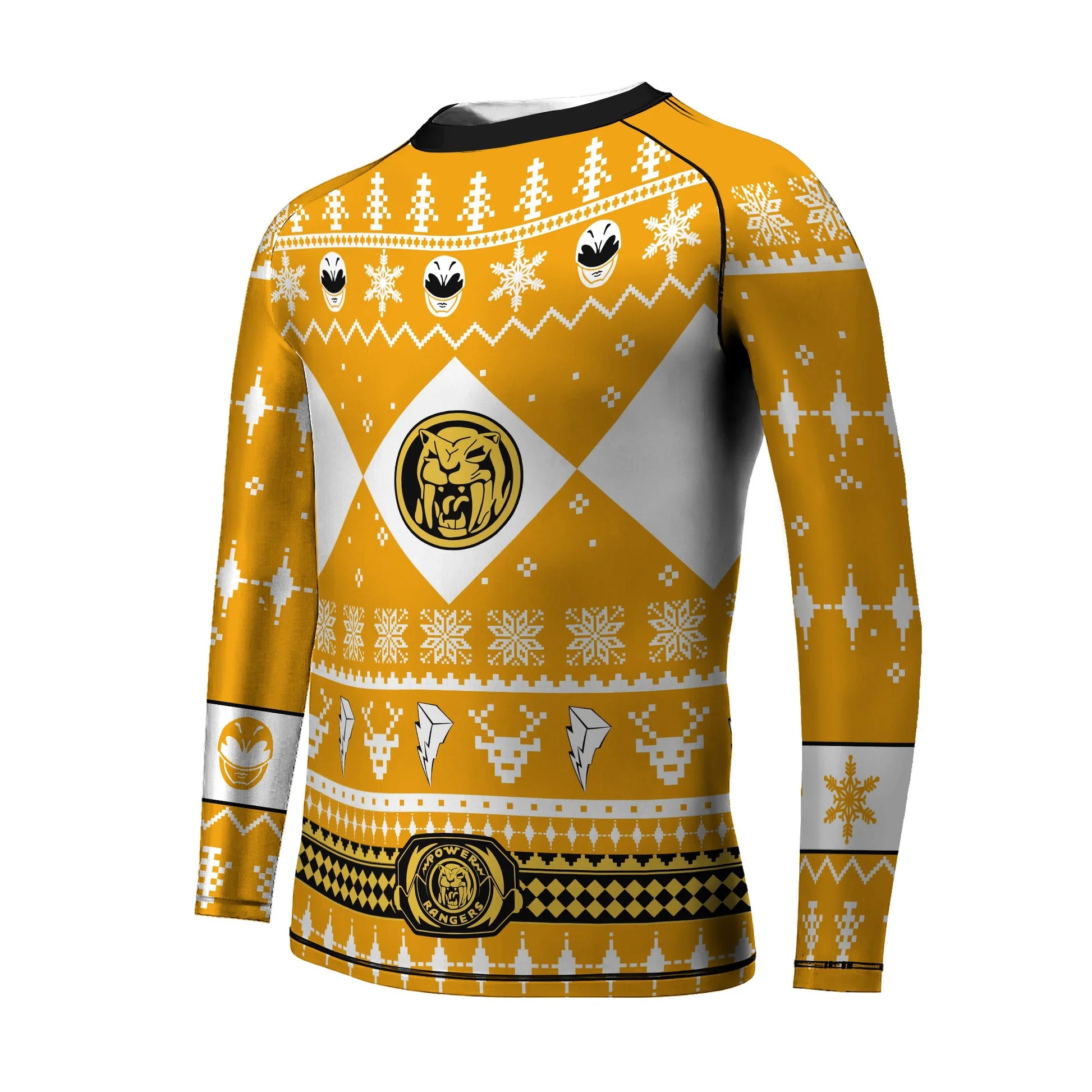 Mighty Morphin Yellow Ranger Christmas Kids Rash Guard