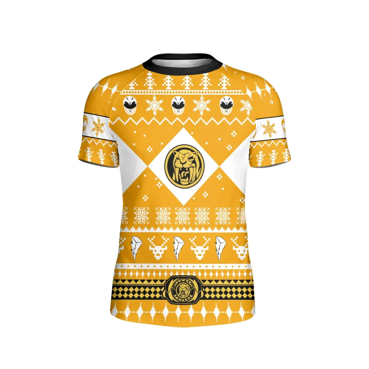 Mighty Morphin Yellow Ranger Christmas Kids Rash Guard