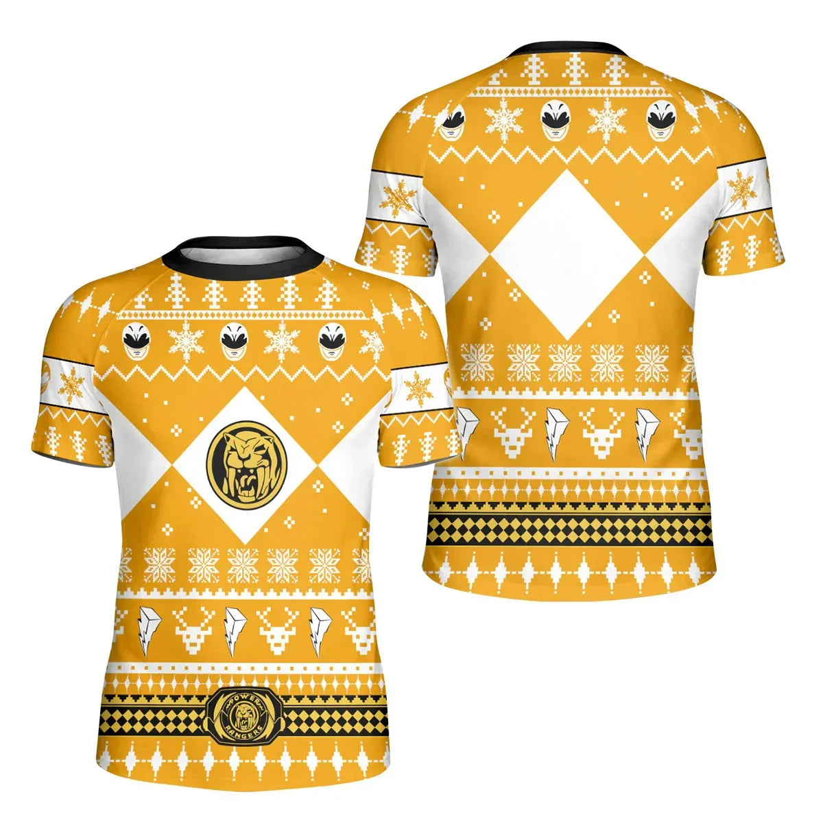 Mighty Morphin Yellow Ranger Christmas Kids Rash Guard