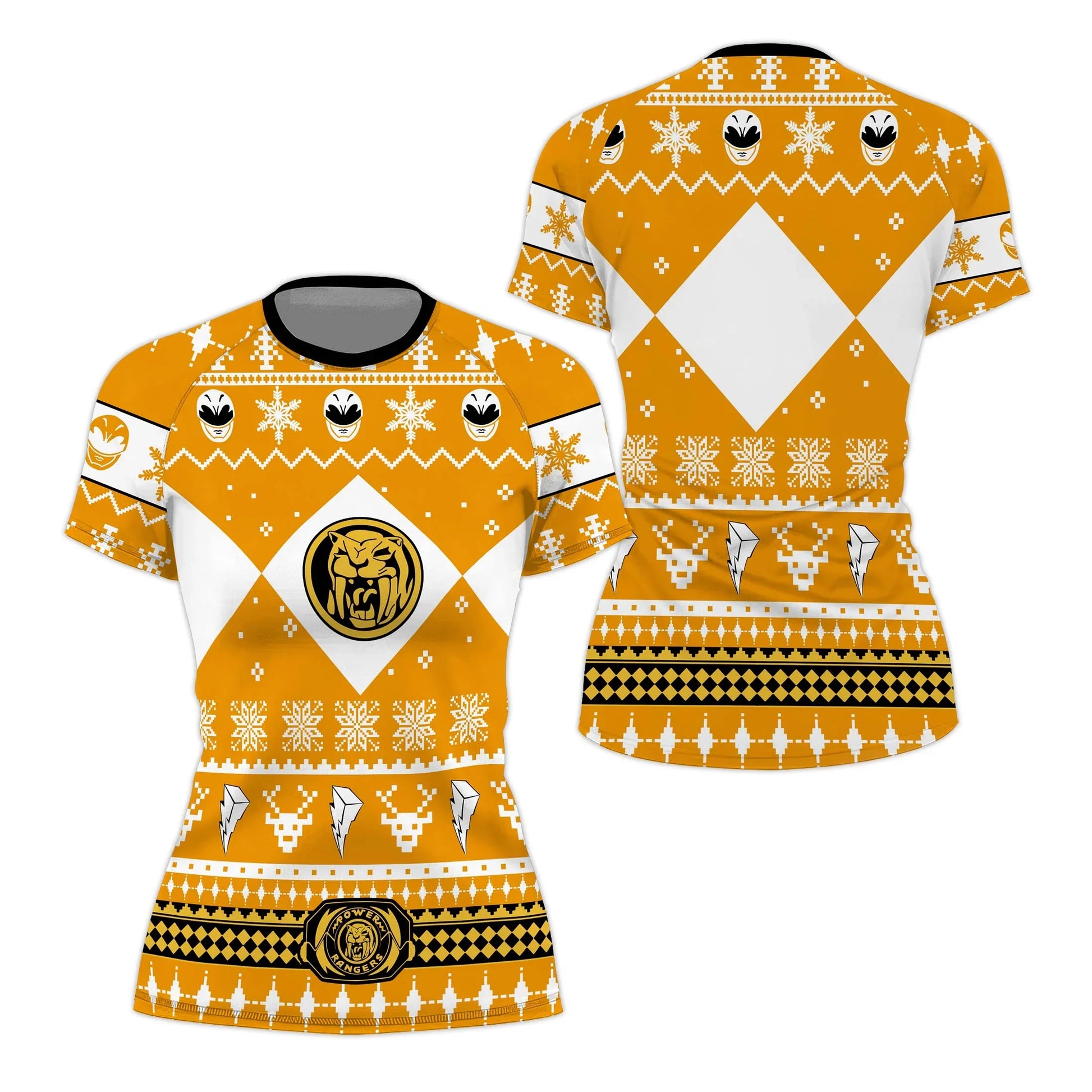 Mighty Morphin Yellow Ranger Christmas Rash Guard
