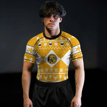 Mighty Morphin Yellow Ranger Christmas Rash Guard