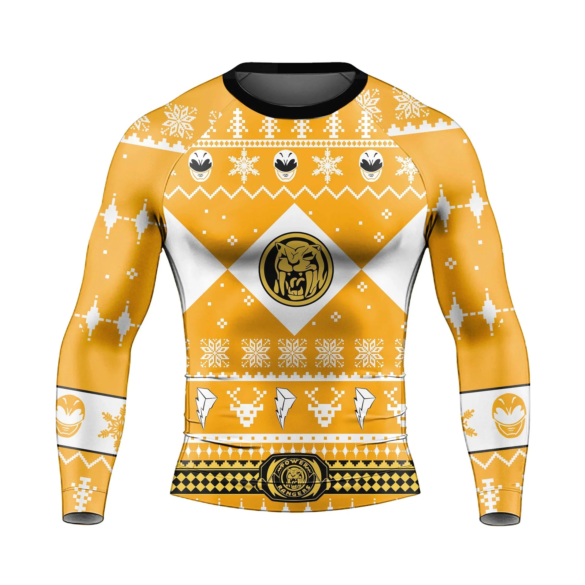 Mighty Morphin Yellow Ranger Christmas Rash Guard